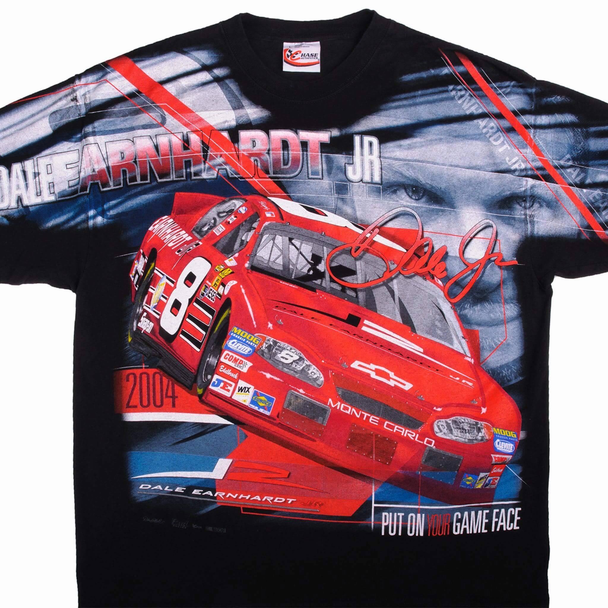 VINTAGE NASCAR ALL OVER PRINT DALE EARNHARDT JR 90s 2000S TEE SHIRT SIZE LARGE Casual Comfort
