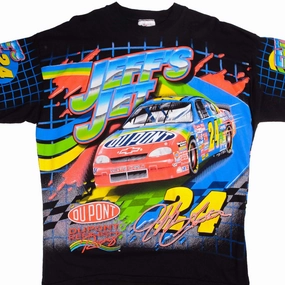 Oversized Fit VINTAGE NASCAR ALL OVER PRINT JEEF GORDON JEFF JET 1997 TEE SHIRT XL MADE IN USA