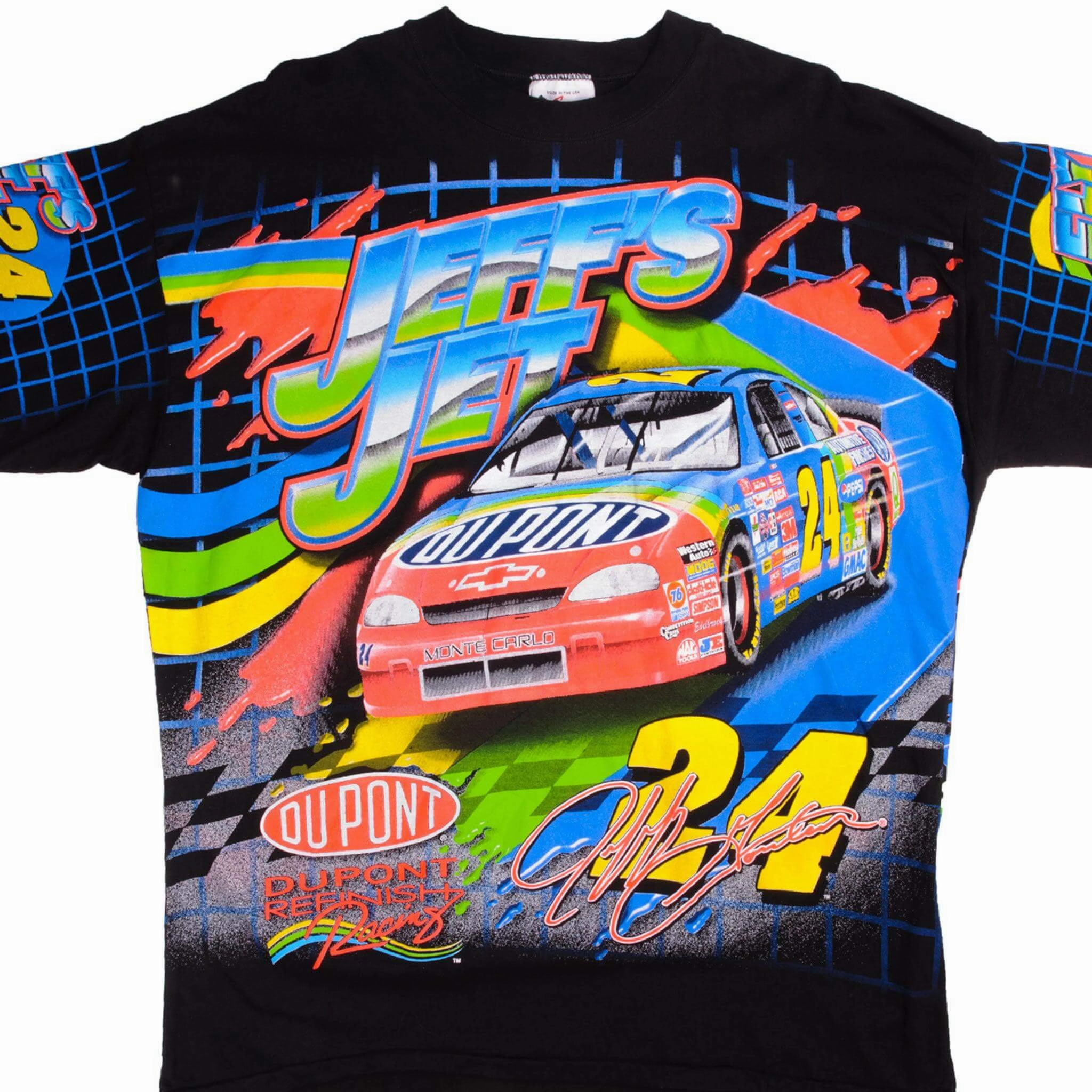 Oversized Fit VINTAGE NASCAR ALL OVER PRINT JEEF GORDON JEFF JET 1997 TEE SHIRT XL MADE IN USA