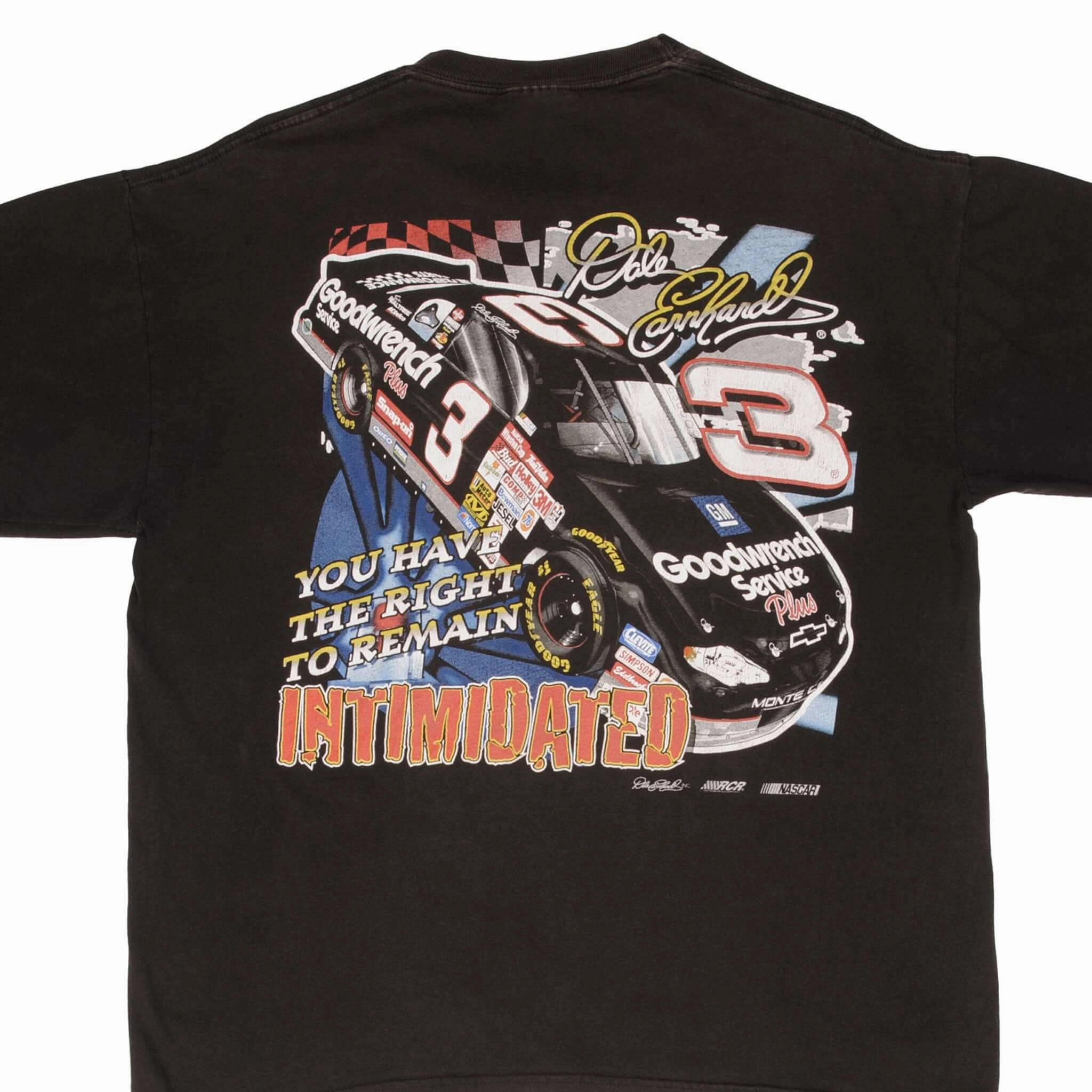VINTAGE NASCAR DALE EARNHARDT #3 INTIMIDATED 1990S TEE SHIRT SIZE LARGE Camping attire Easy and Relaxed