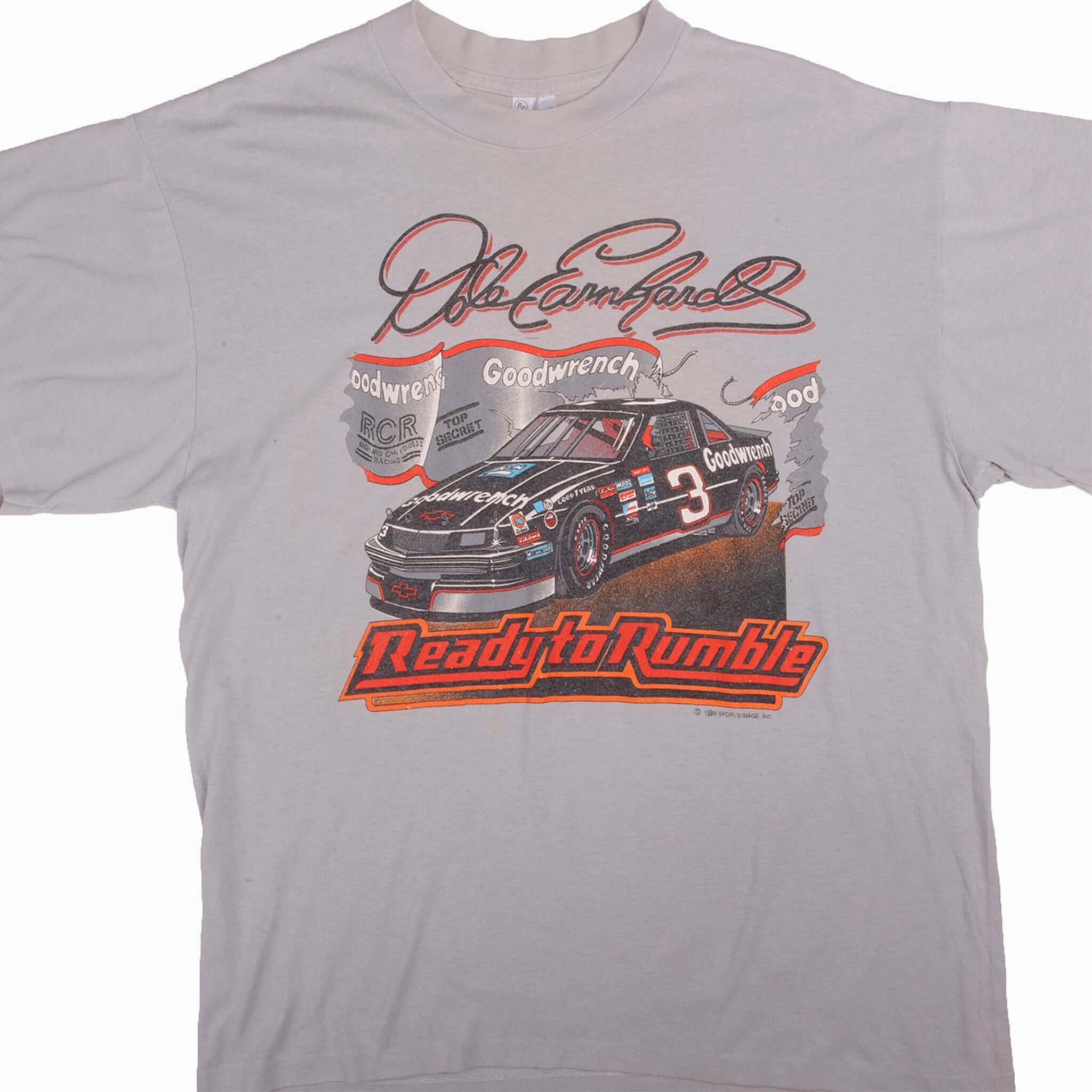 VINTAGE NASCAR DALE EARNHARDT READY TO RUMBLE 1989 TEE SHIRT SIZE LARGE MADE IN USA Layering Essential