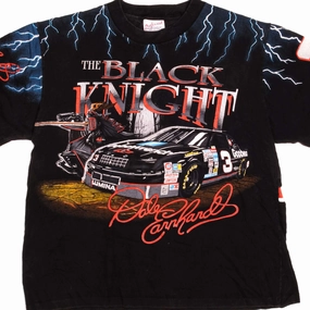 VINTAGE NASCAR DALE EARNHARDT THE BLACK KNIGHT 1990s TEE SHIRT SIZE XL ALL OVER PRINT MADE IN USA Comfortable Touch