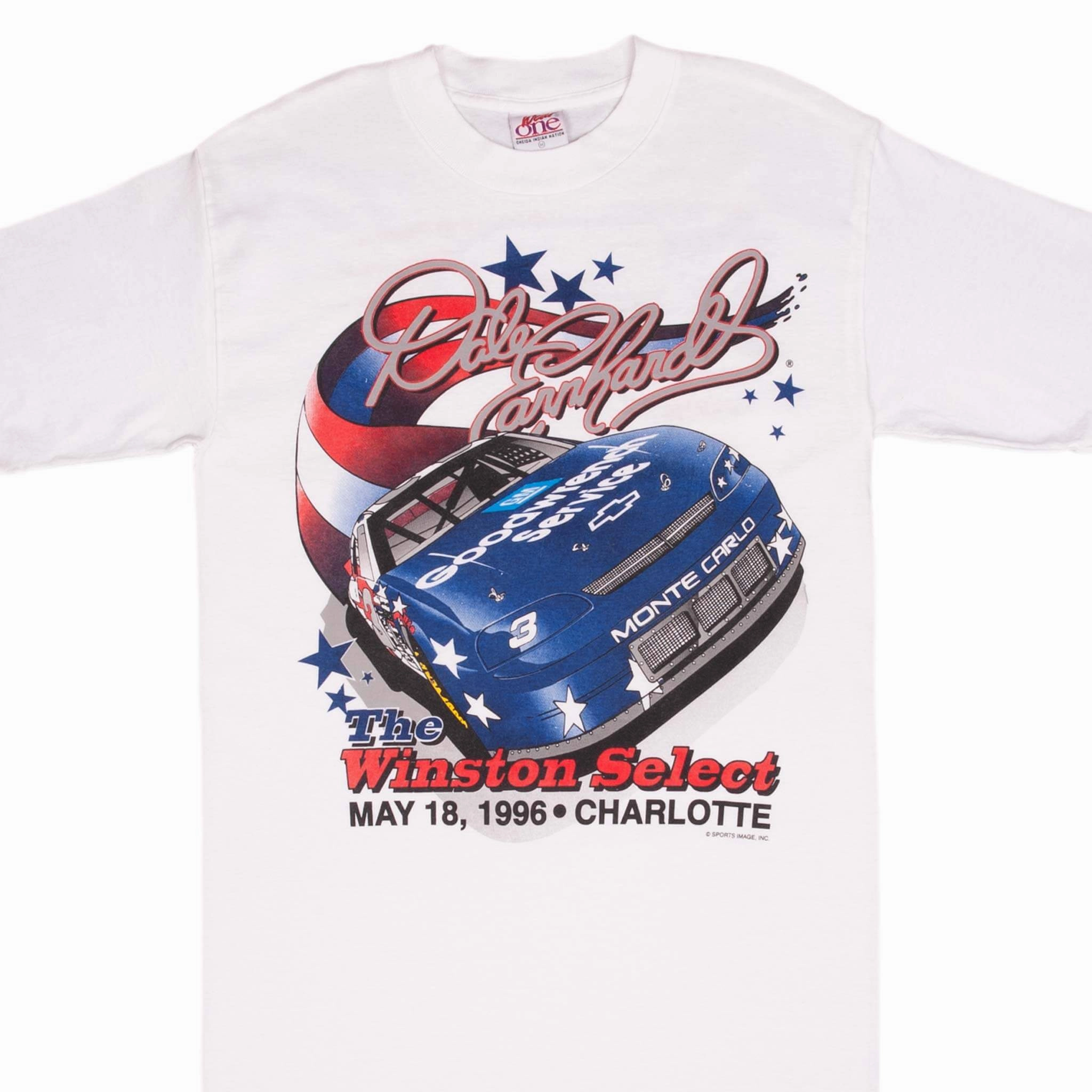 Contrast Inner Binding VINTAGE NASCAR DALE EARNHARDT WINSTON SELECT 1996 TEE SHIRT MEDIUM MADE IN USA