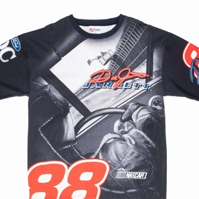VINTAGE NASCAR DALE JARRET ALL OVER PRINT 1990S TEE SHIRT XL MADE IN USA Flexible Collar