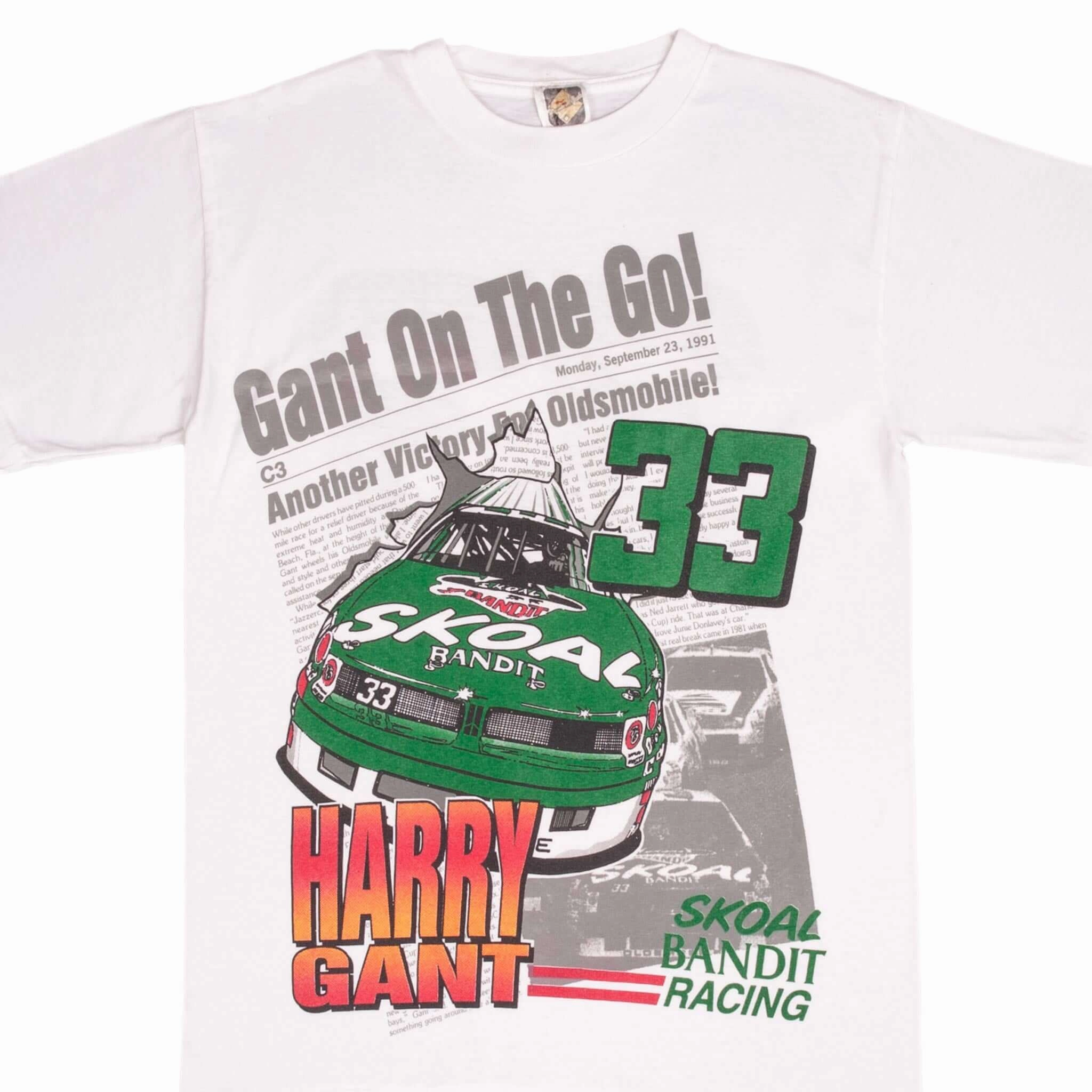 Breathable Mesh Panels Casual Flex Design VINTAGE NASCAR HARRY GANT 1991 TEE SHIRT SIZE MEDIUM MADE IN USA