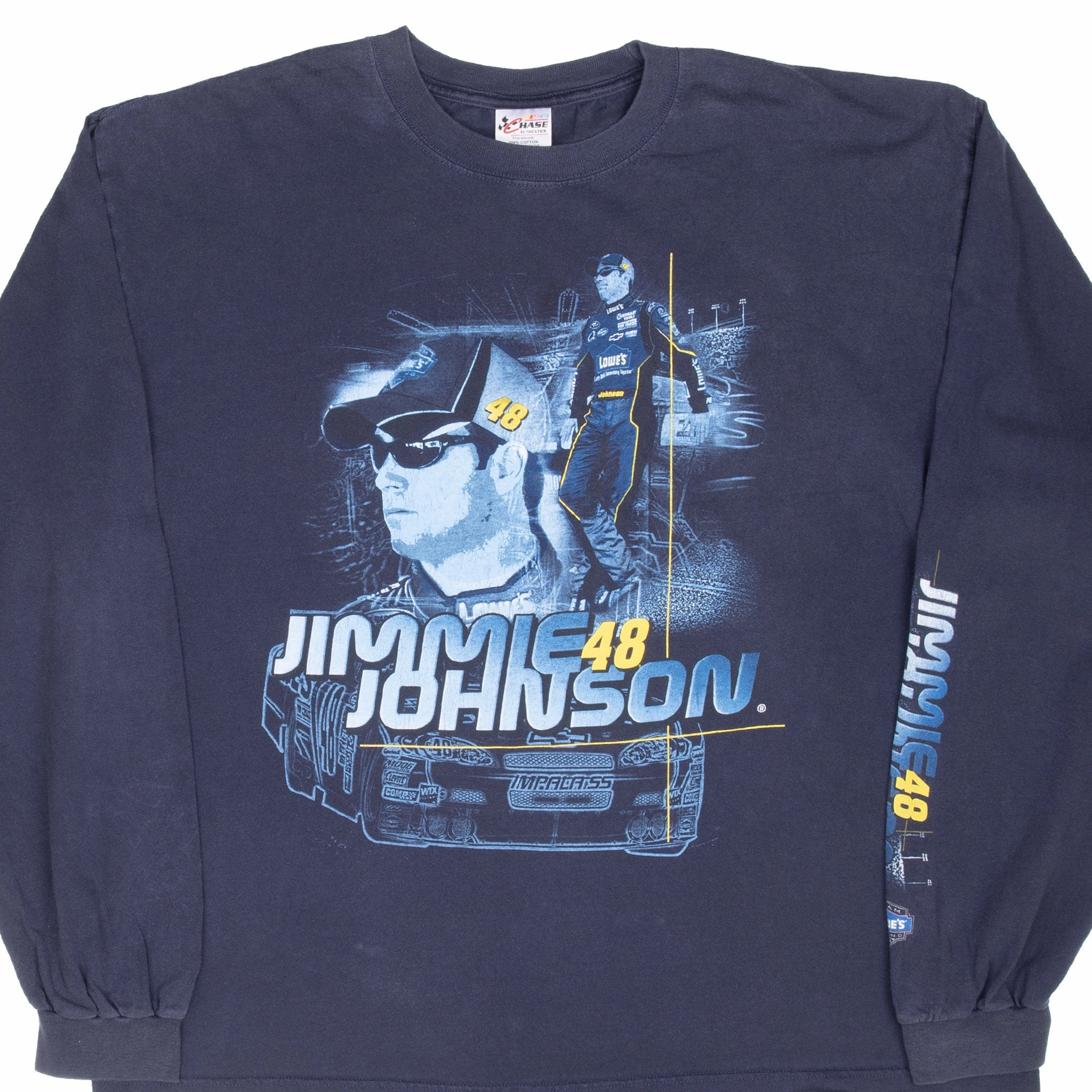 VINTAGE NASCAR JIMMIE JOHNSON LONG SLEEVE TEE SHIRT 2008 2XL Micro Perforation