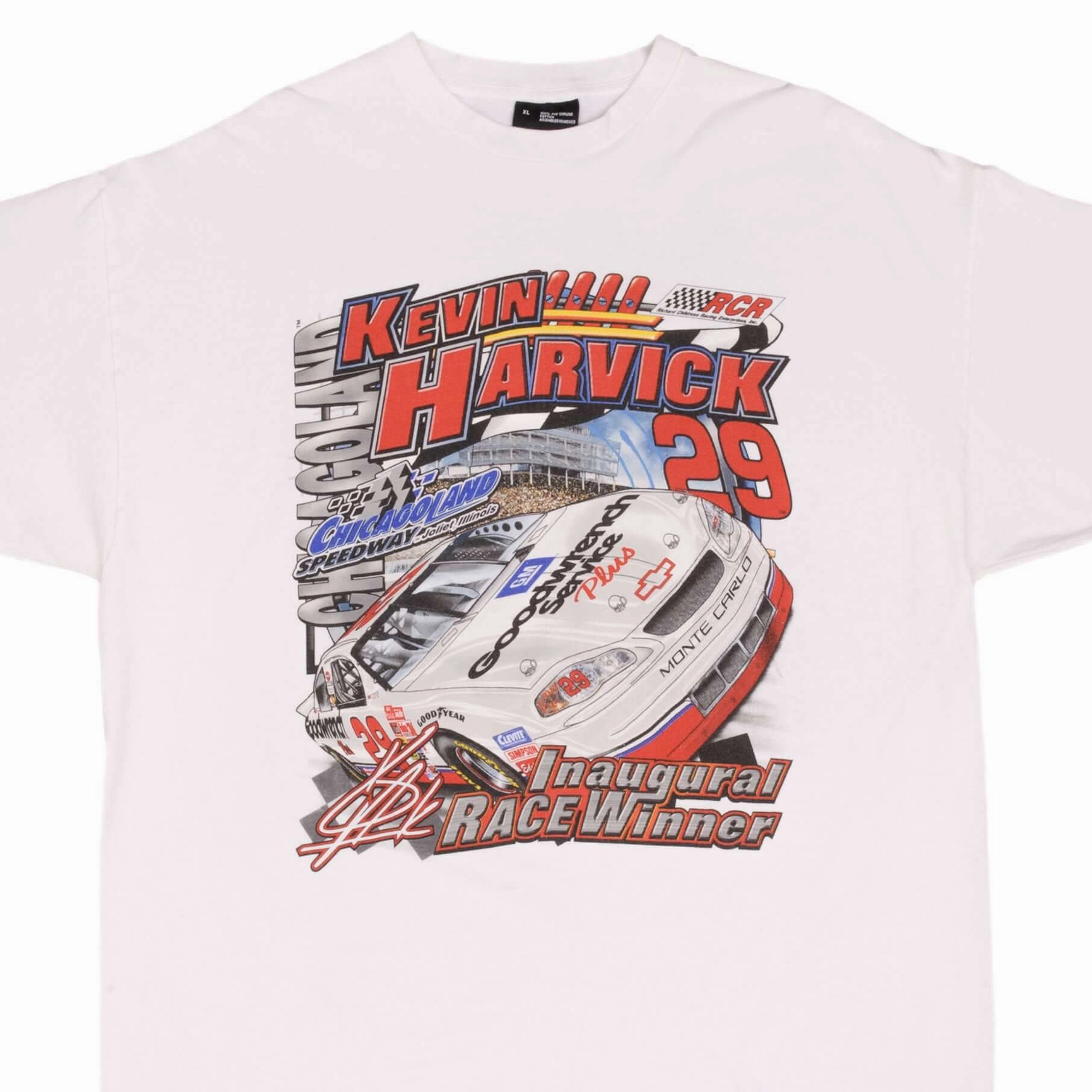 NonRestrictiveCut Effortless Fit VINTAGE NASCAR RACING KEVIN HARVICK CHICAGOLAND INAUGURAL 2001 TEE SHIRT XL
