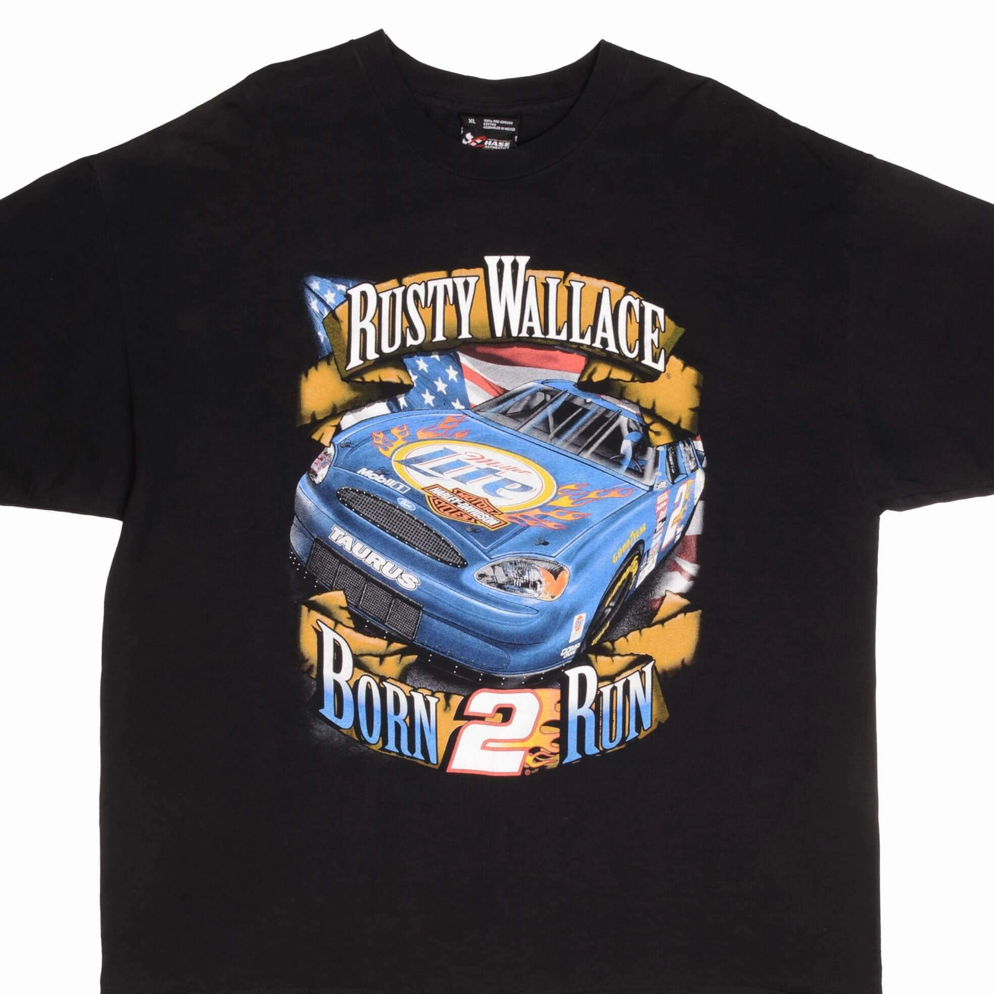 VINTAGE NASCAR RUSTY WALLACE HARLEY DAVIDSON TEE SHIRT 2000 SIZE XL Lightweight Layer