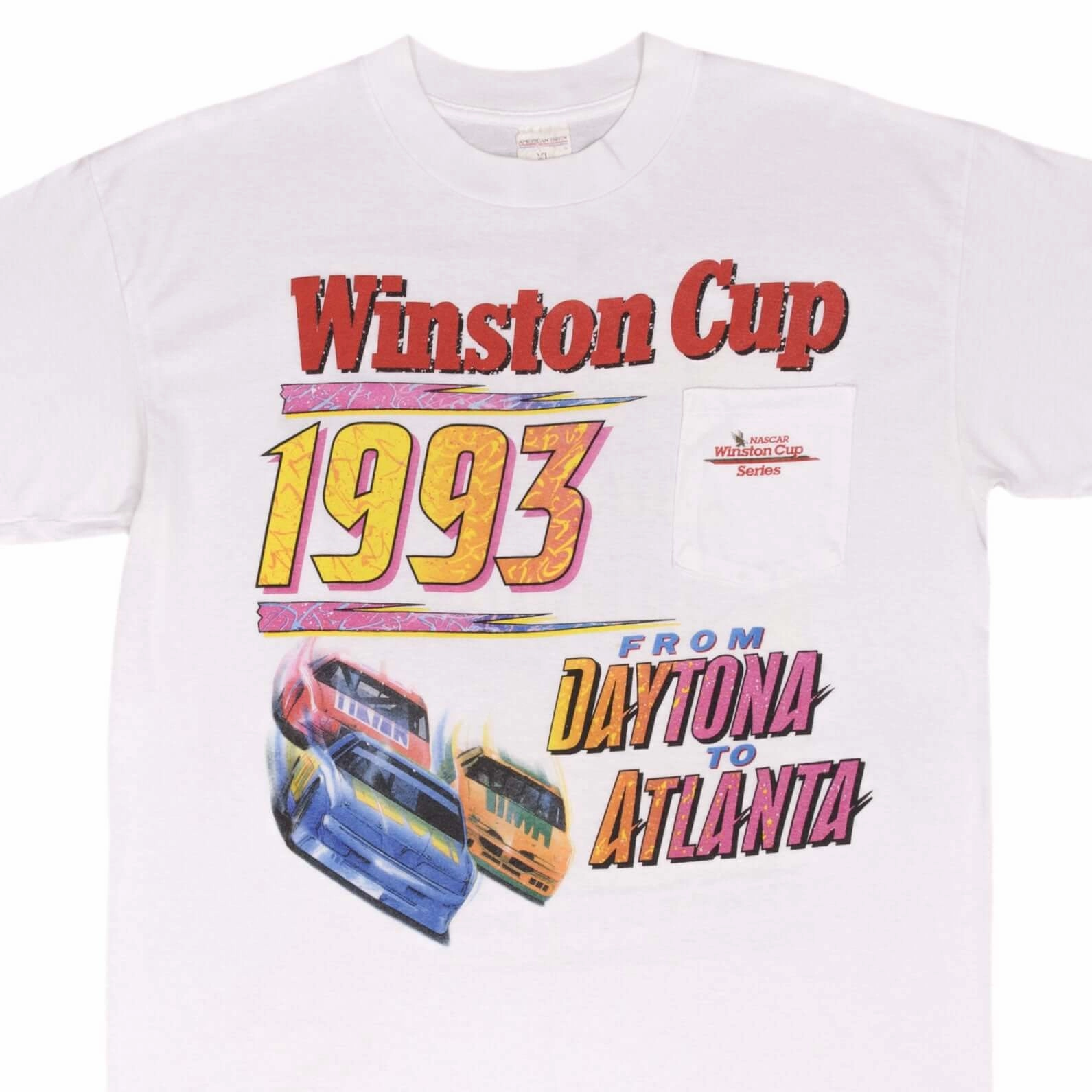 VINTAGE NASCAR WINSTON CUP 1993 DAYTONA TO ATLANTA TEE SHIRT XL MADE IN USA Streetwear Quality Comfort