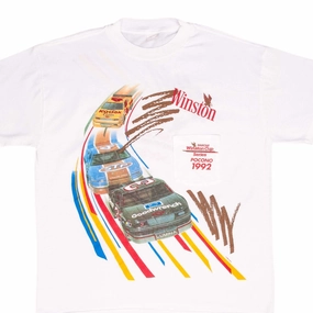 VINTAGE NASCAR WINSTON CUP SERIES POCONO 1992 TEE SHIRT LARGE MADE IN USA FadeResistantPrint Performance Comfort