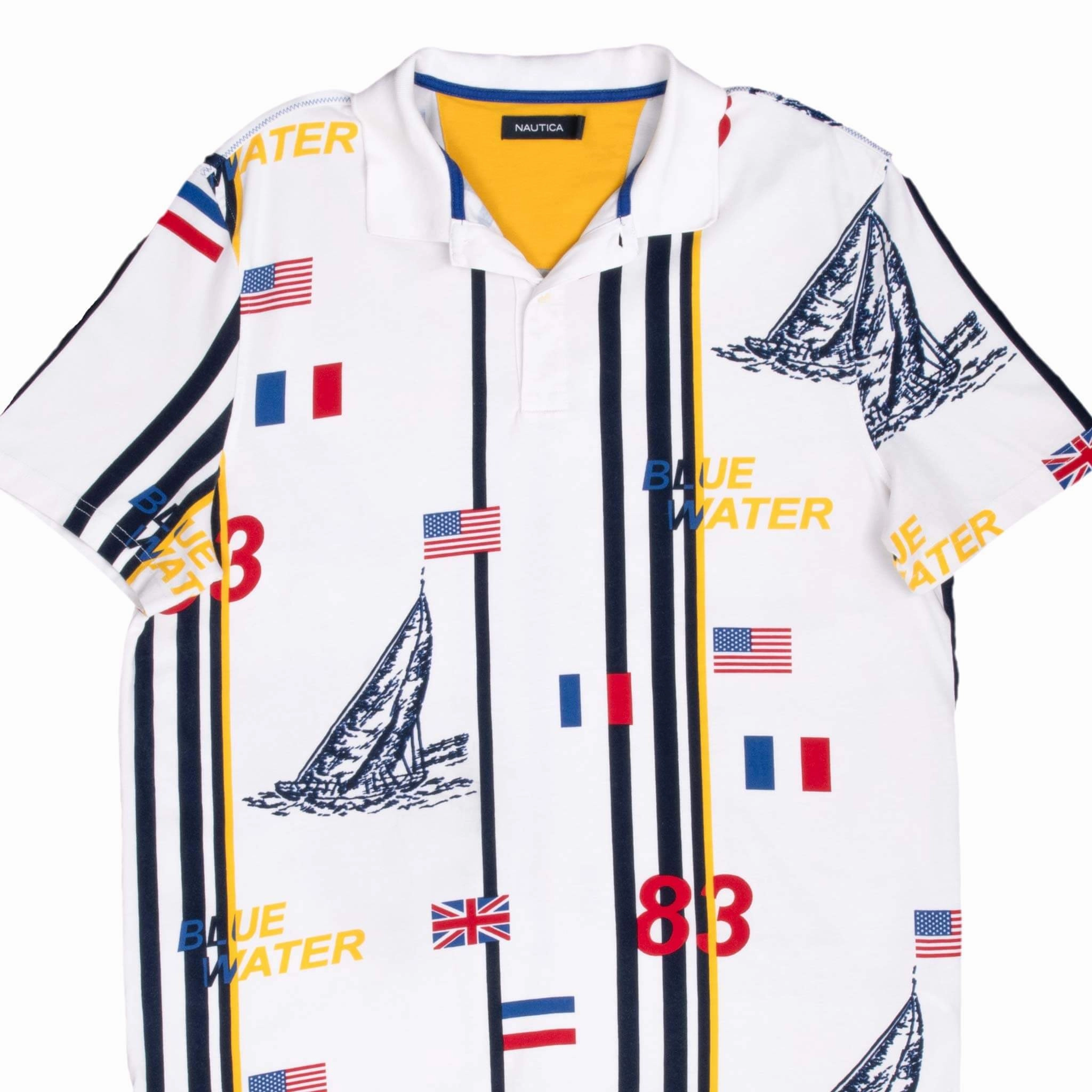 VINTAGE NAUTICA BLUE WATER SAILING WHITE POLO SHIRT 2000S SIZE LARGE cycling outfit warm weather