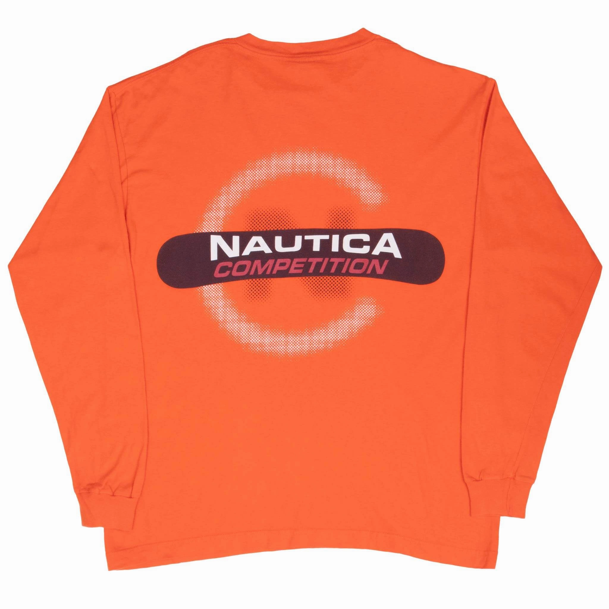 VINTAGE NAUTICA COMPETITION ORANGE LONG SLEEVE TEE SHIRT 2000S MEDIUM MADE USA Breathable Active Wear