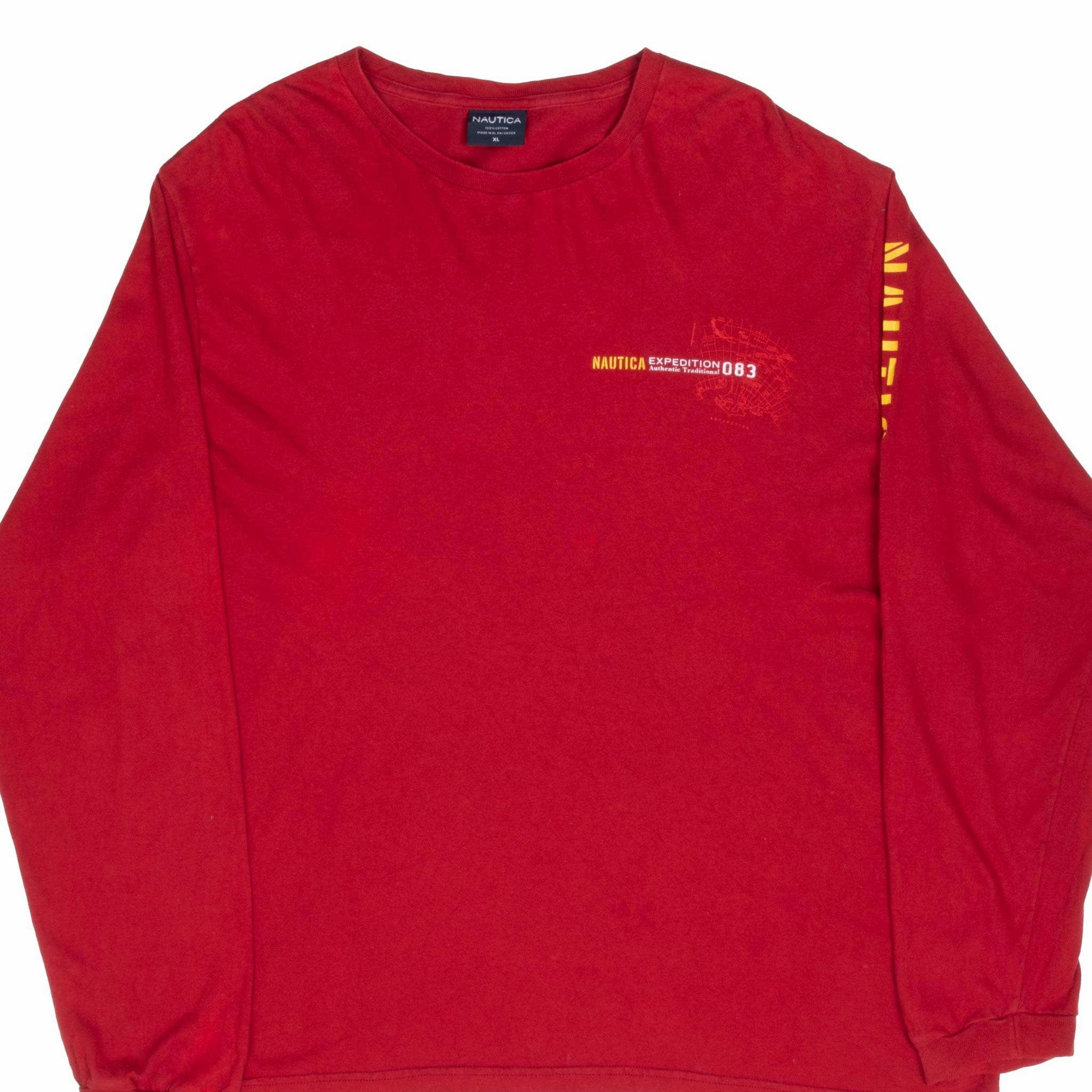 VINTAGE NAUTICA EXPEDITION ANTARCTICA RED LONG SLEEVE TEE SHIRT 2000S XL Soft Lining