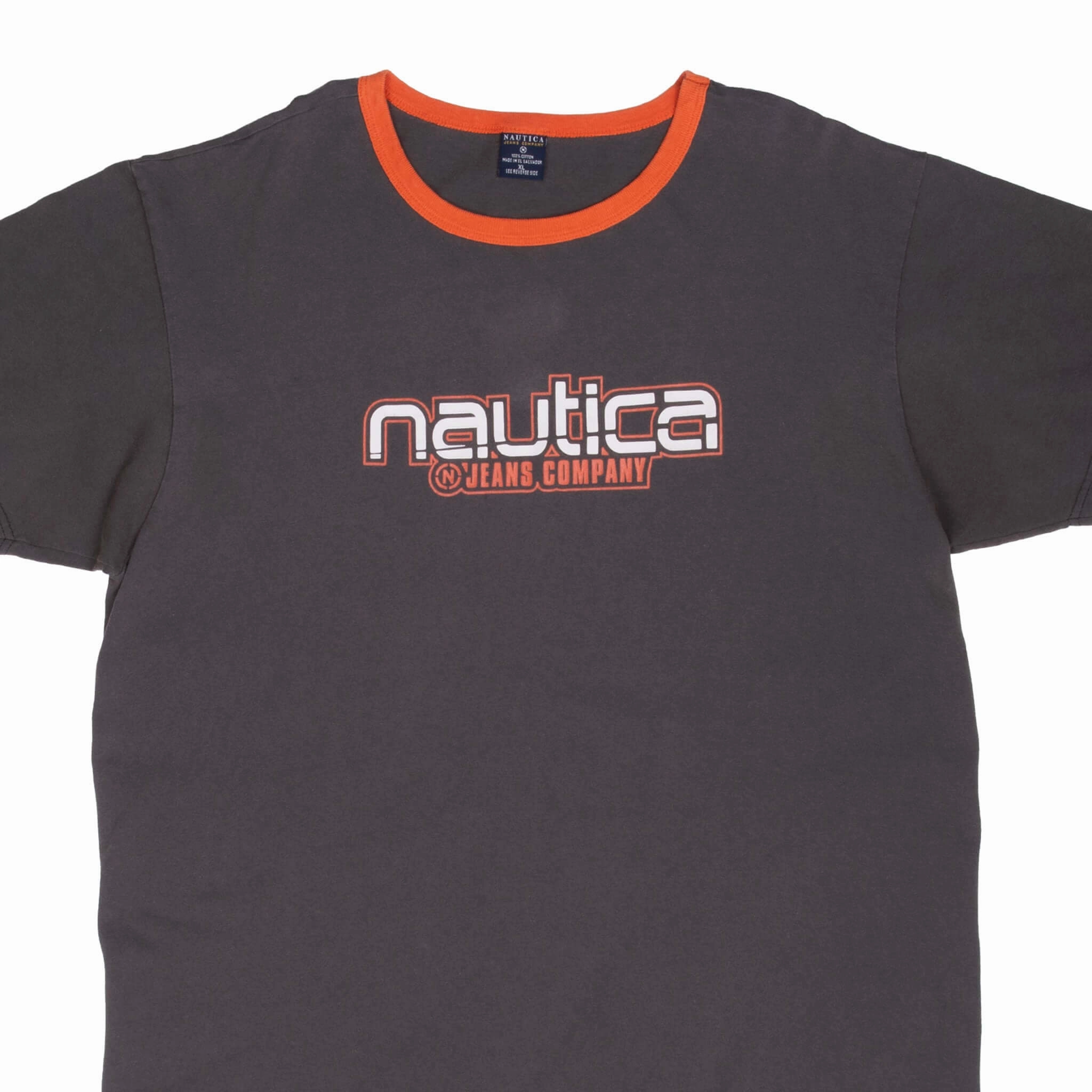 Flexible Fit Design VINTAGE NAUTICA JEANS DARK GREY RINGER TEE SHIRT 2000S XL
