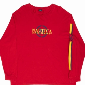 VINTAGE NAUTICA JEANS RED LONG SLEEVE TEE SHIRT 2000S XL Tight fit sexiness Quality Layer