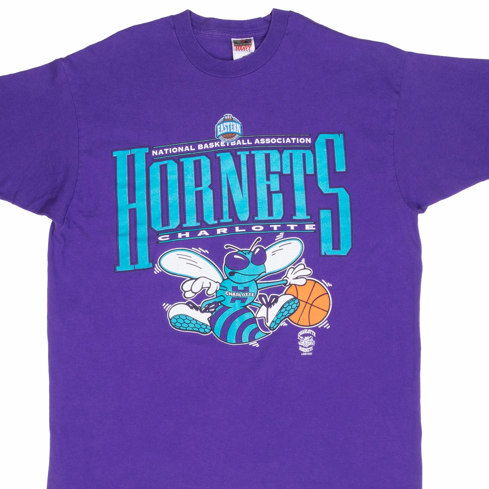 VINTAGE NBA CHARLOTTE HORNETS TEE SHIRT 1990S XL MADE IN USA Soft Feel Odor Control Finish