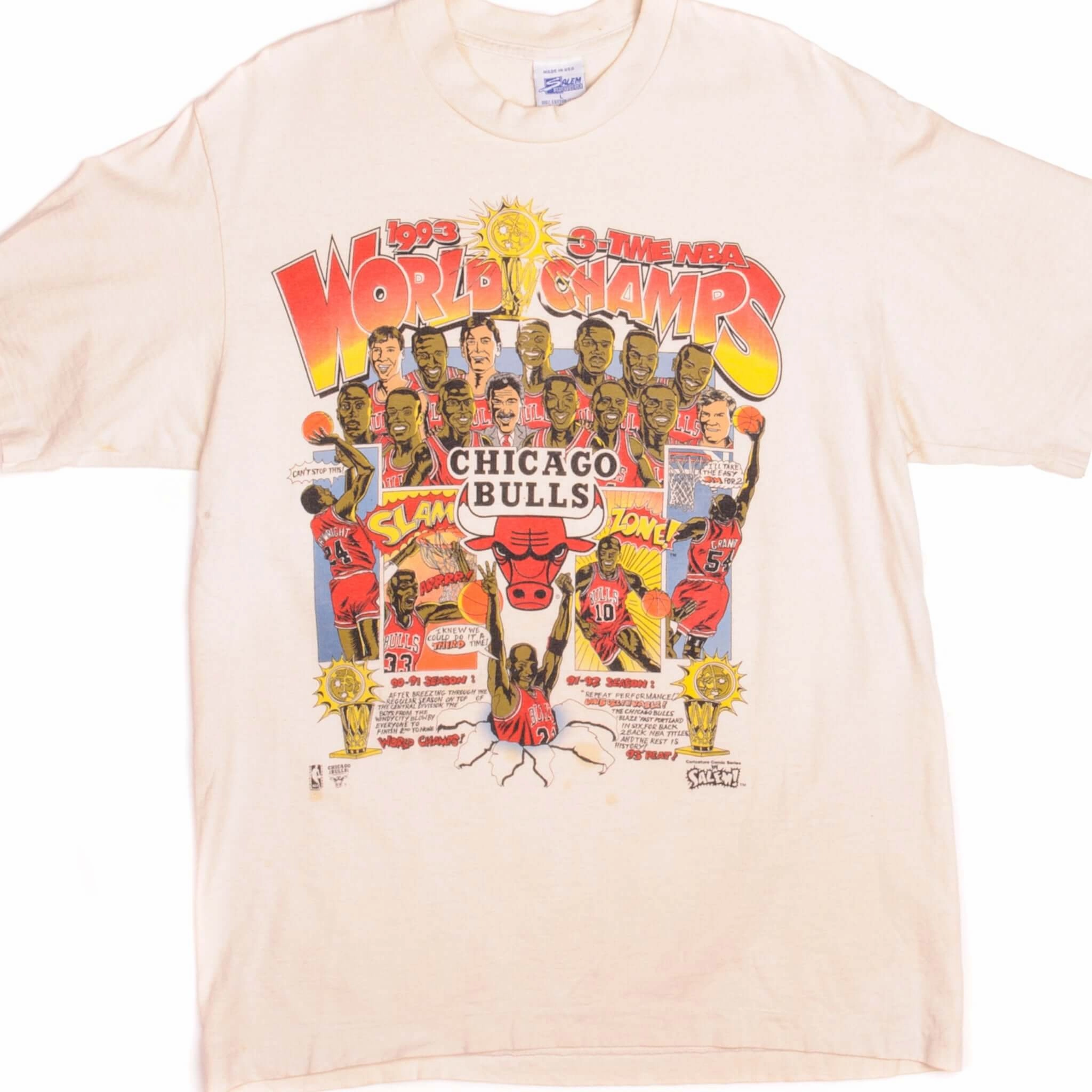 Summer Style graduation VINTAGE NBA CHICAGO BULLS TEE SHIRT 1993 SIZE MEDIUM MADE IN USA