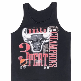 VINTAGE NBA CHICAGO BULLS WORLD CHAMPIONS 1993 TANK TOP TEE SHIRT MEDIUM MADE US Vegan Breathable Mesh Panels