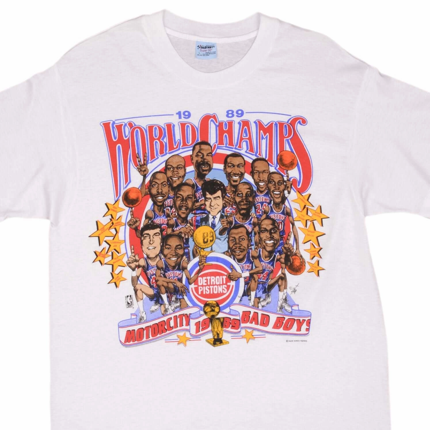 Casual Choice VINTAGE NBA DETROIT PISTONS WORLD CHAMPIONS 1989 TEE SHIRT MEDIUM MADE IN USA