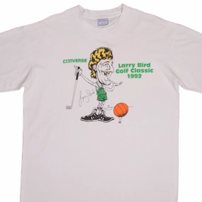 VINTAGE NBA LARRY BIRD BOSTON CELTICS CONVERSE TEE SHIRT 1992 XL MADE USA Quick Change AllDay Comfort