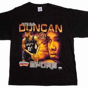 FadeResistantPrint VINTAGE NBA SAN ANTONIO SPURS TIM DUNCAN TEE SHIRT SIZE LARGE MADE IN USA