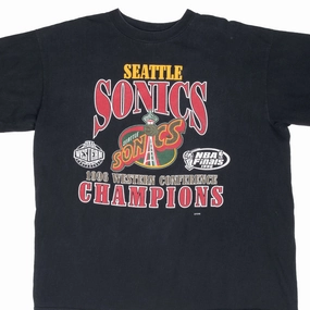 VINTAGE NBA SEATTLE SONICS WESTERN CHAMPIONS 1996 TEE SHIRT XL Stretch Fit Flex Fit
