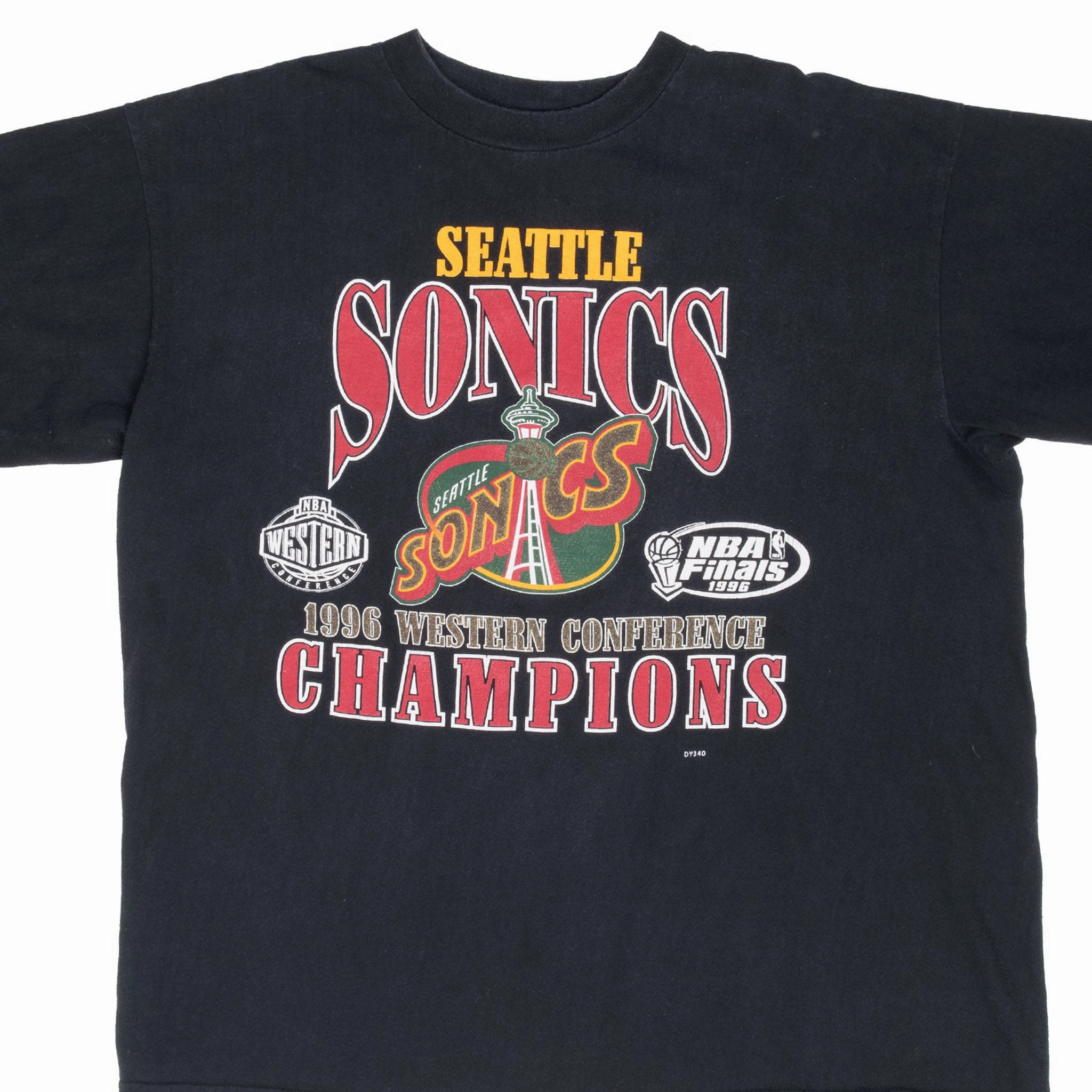 VINTAGE NBA SEATTLE SONICS WESTERN CHAMPIONS 1996 TEE SHIRT XL Stretch Fit Flex Fit