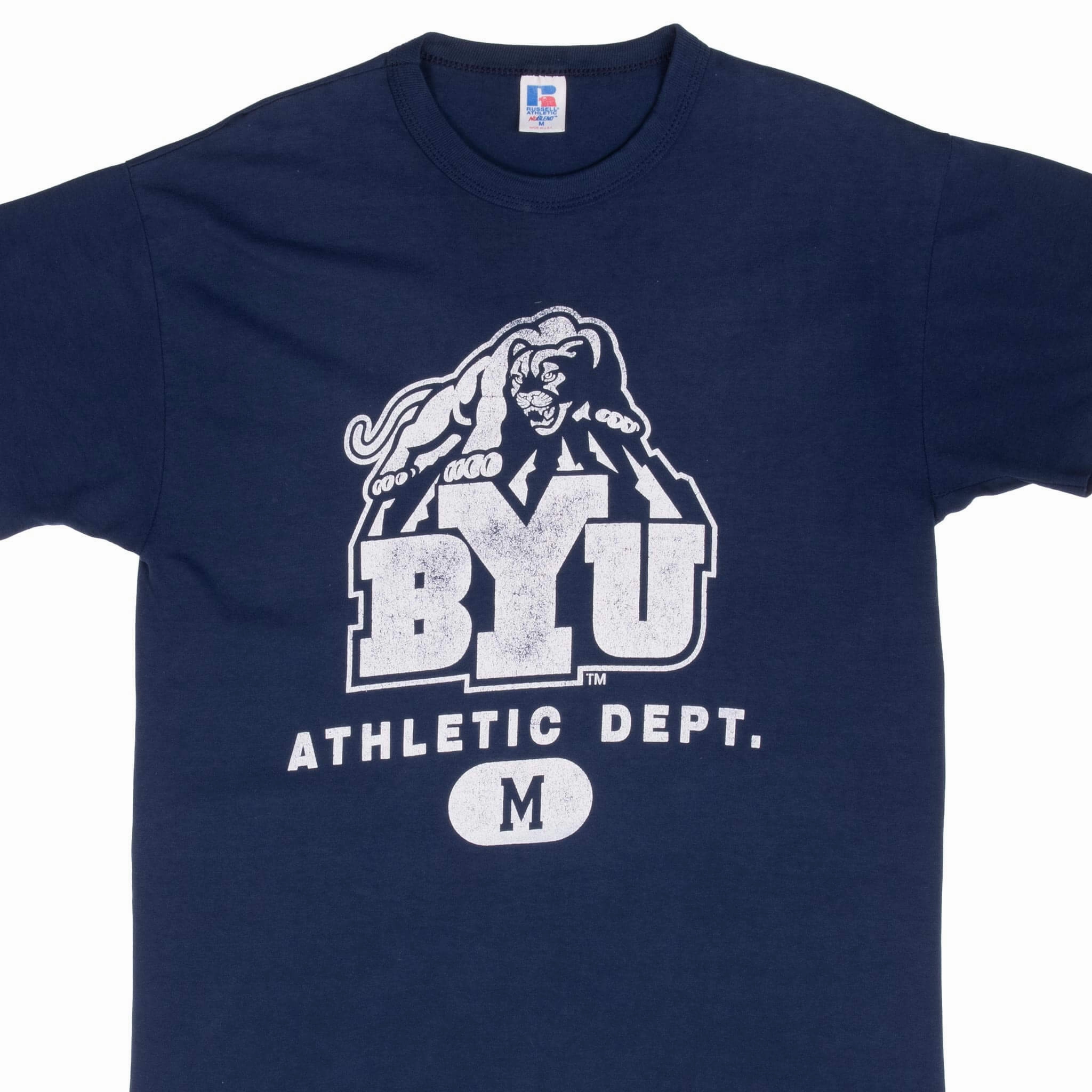 StretchReinforcedArmholes Airflow Mesh Panels VINTAGE NCAA BYU COUGARS 1980S TEE SHIRT MEDIUM MADE IN USA