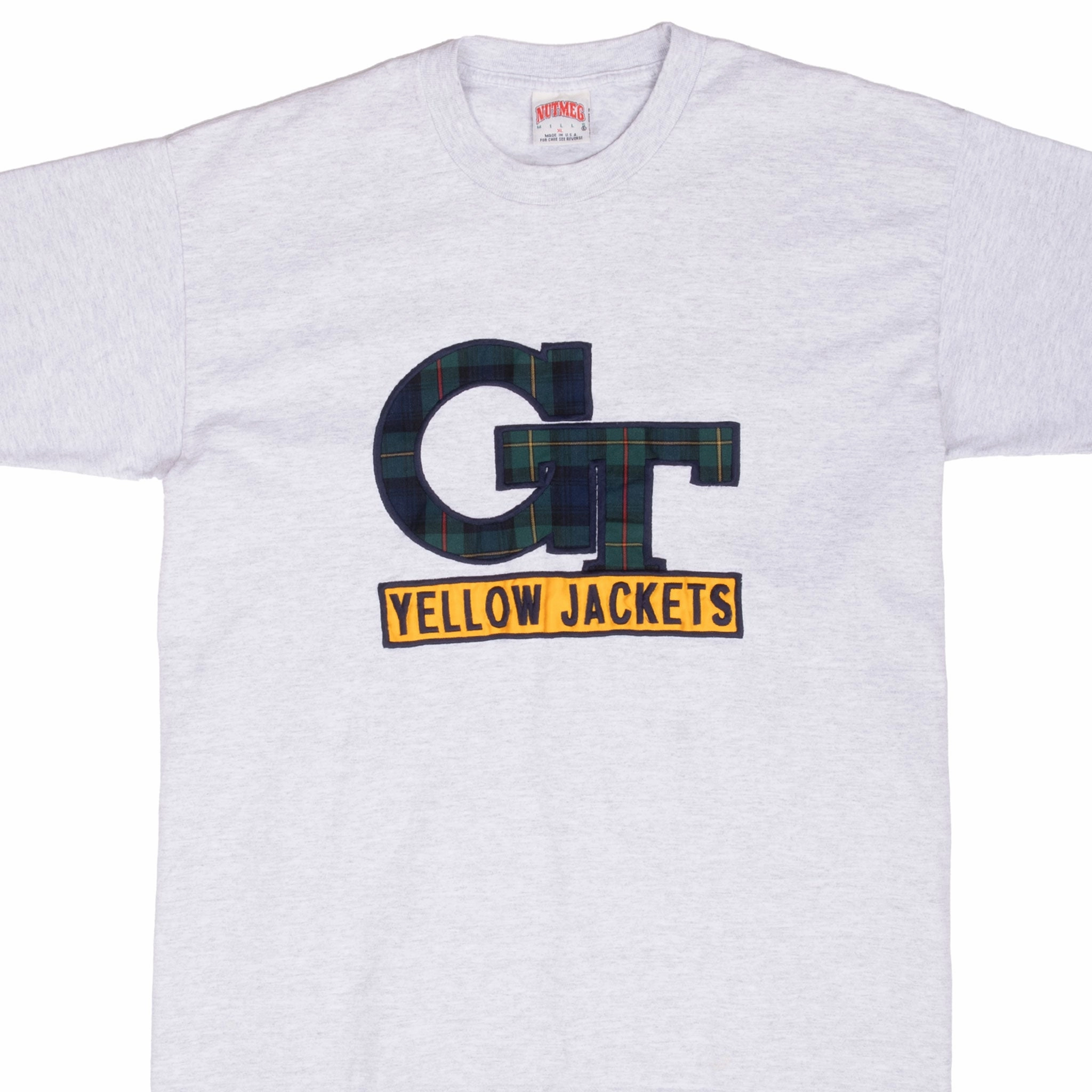 VINTAGE NCAA CONNECTICUT YELLOW JACKET EMBROIDERED TEE SHIRT LARGE MADE IN USA Sporty essentials