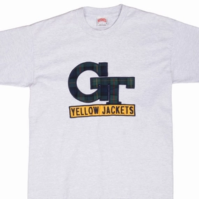 VINTAGE NCAA CONNECTICUT YELLOW JACKET EMBROIDERED TEE SHIRT LARGE MADE IN USA Sporty essentials