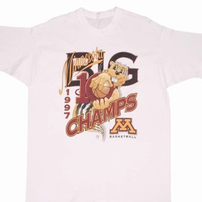 VINTAGE NCAA MINNESOTA GOLDEN GOPHERS BASKETBALL CHAMPS 1997 TEE SHIRT SIZE XL slim fit Geometric precision