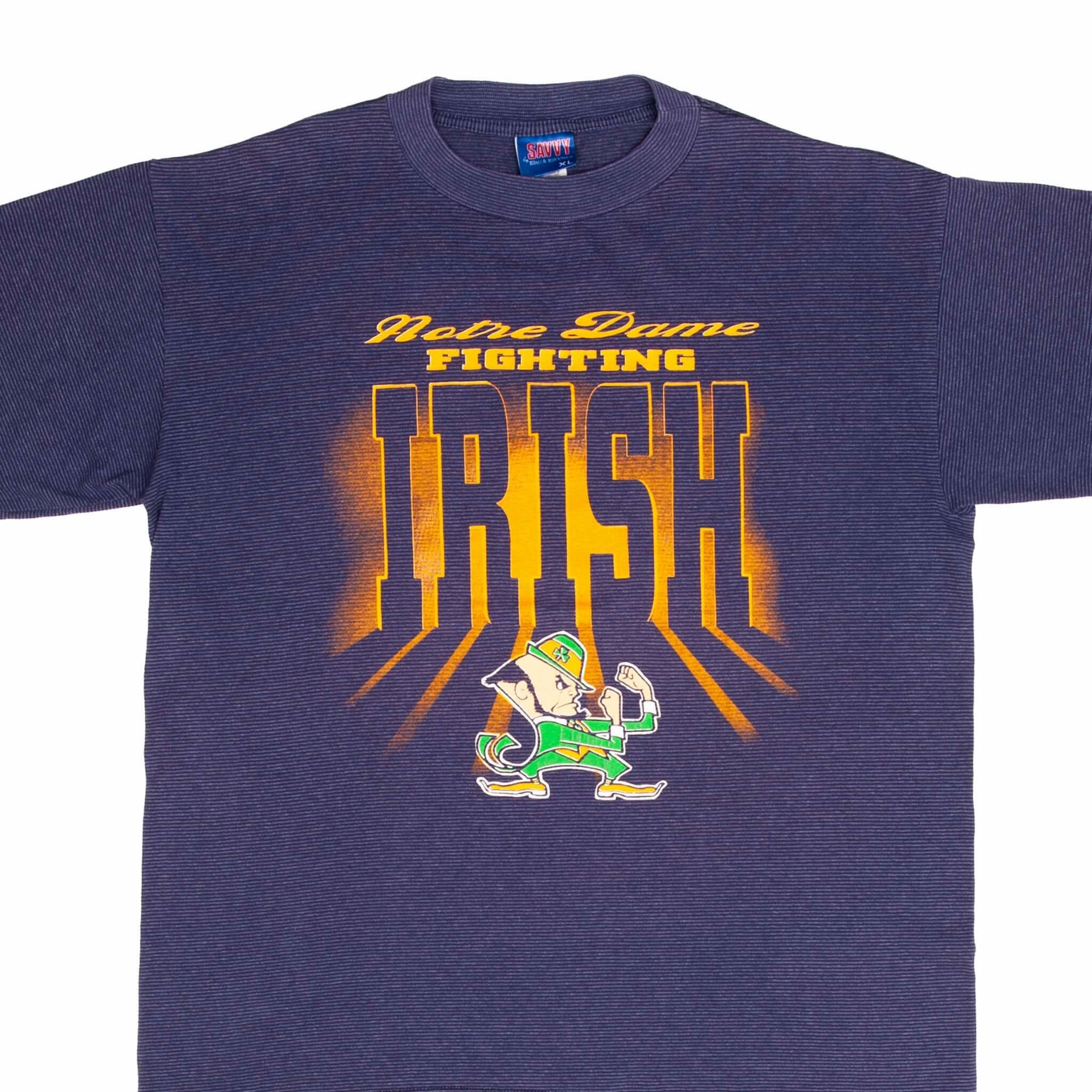 TemperatureControl Fabric VINTAGE NCAA NOTRE DAME FIGHTING IRISH 1990S TEE SHIRT SIZE XL MADE IN USA