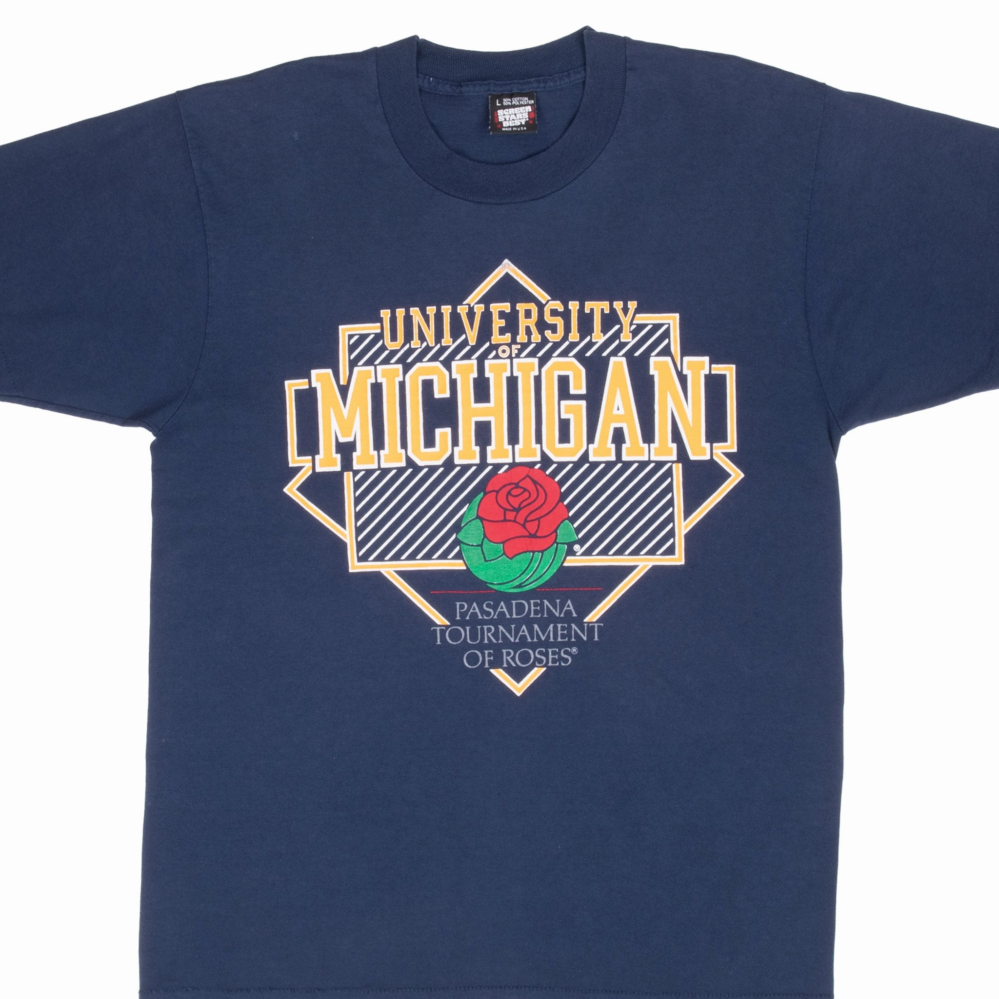 VINTAGE NCAA UNIVERSITY OF MICHIGAN ROSEBOWL 1990S TEE SHIRT MEDIUM MADE USA Daily Comfort