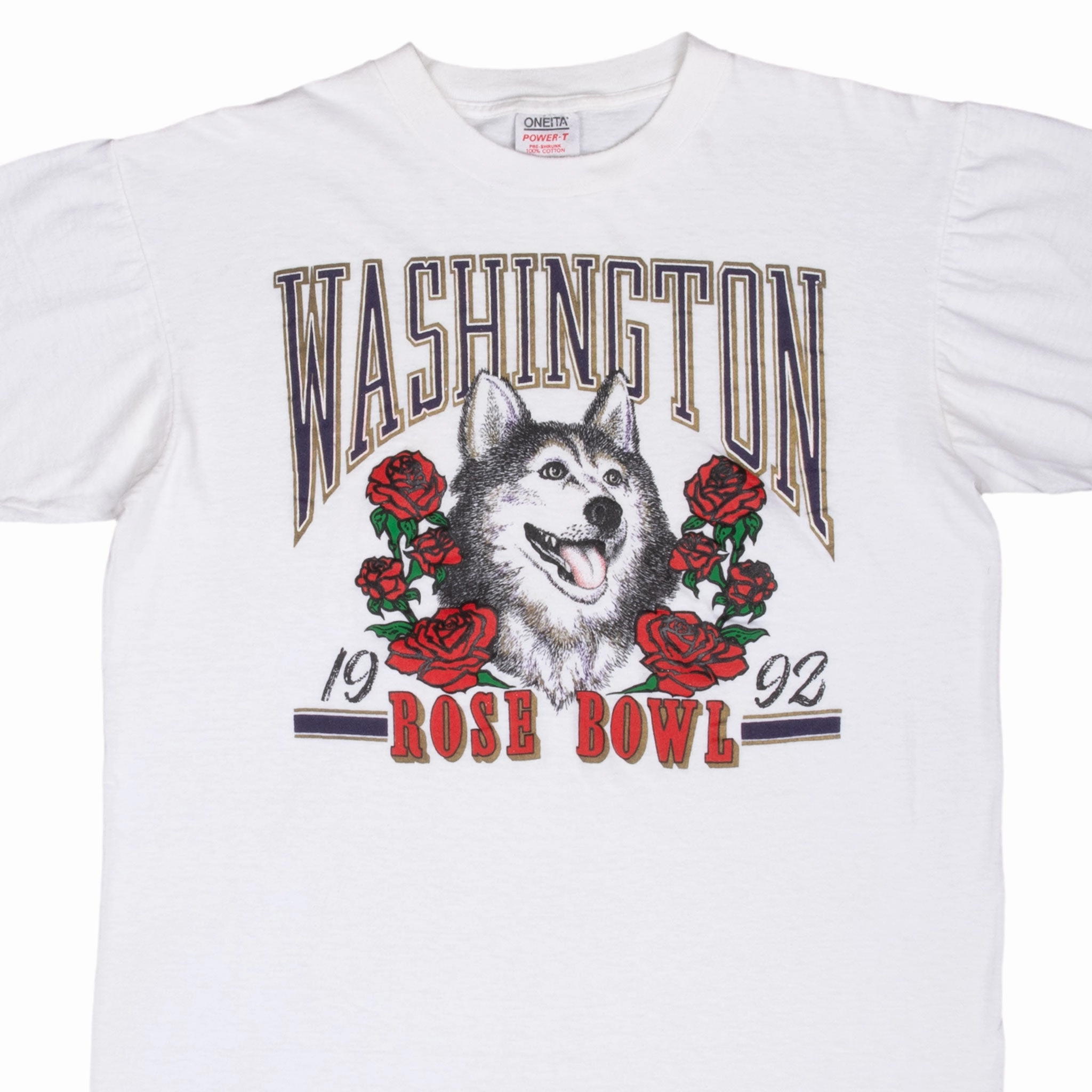 Autumn Wear VINTAGE NCAA WASHINGTON HUSKIES ROSE BOWL 1992 TEE SHIRT LARGE