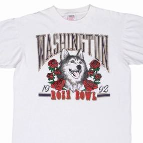 Autumn Wear VINTAGE NCAA WASHINGTON HUSKIES ROSE BOWL 1992 TEE SHIRT LARGE