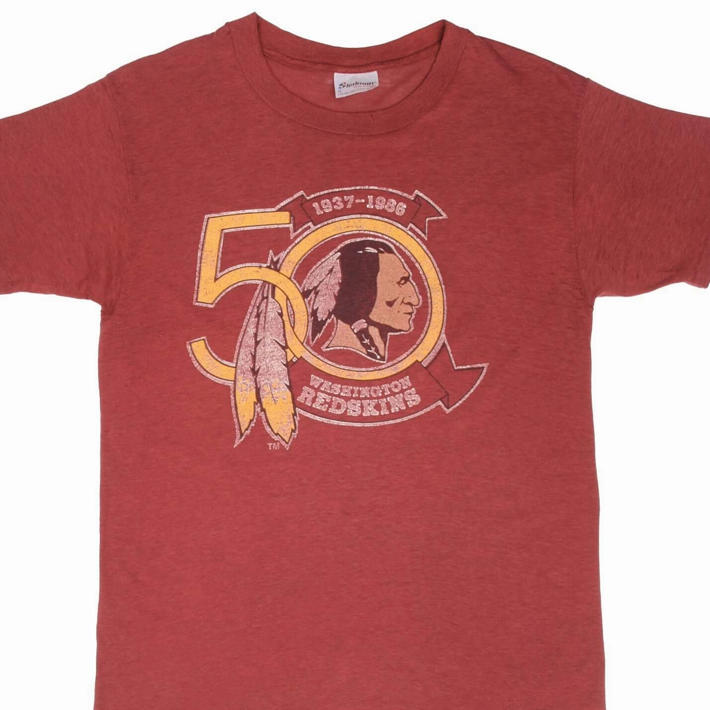MicroPiqueKnit VINTAGE NFL 50TH ANNIVERSARY WASHINGTON REDSKINS TEE SHIRT 1986 SMALL MADE USA