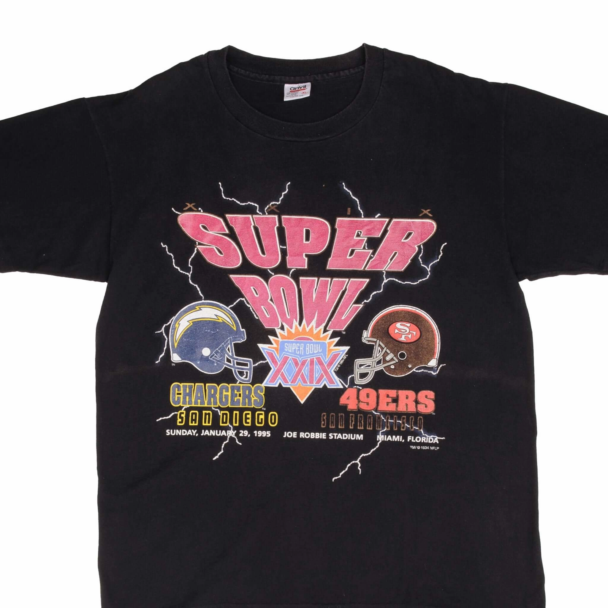 Modern Design VINTAGE NFL CHARGERS VS 49ERS SUPER BOWL TEE SHIRT 1995 SIZE XL MADE IN USA