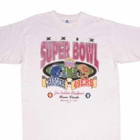 Layerable Look VINTAGE NFL CHARGERS VS 49ERS SUPER BOWL TEE SHIRT 1995 SIZE XL MADE IN USA