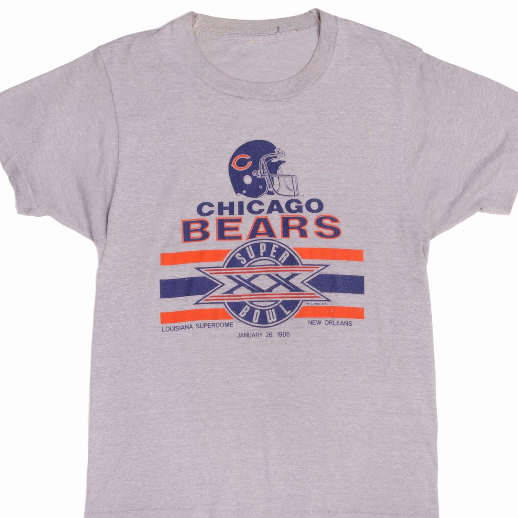 VINTAGE NFL CHICAGO BEARS SUPER BOWL TEE SHIRT EARLY 1986 SIZE MEDIUM Crew neck classic Comfy Casual Wear