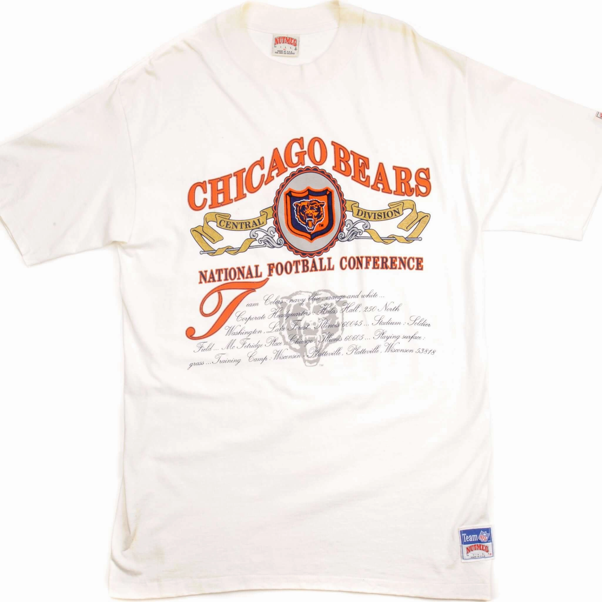All Day Wear VINTAGE NFL CHICAGO BEARS TEE SHIRT SIZE LARGE MADE IN USA