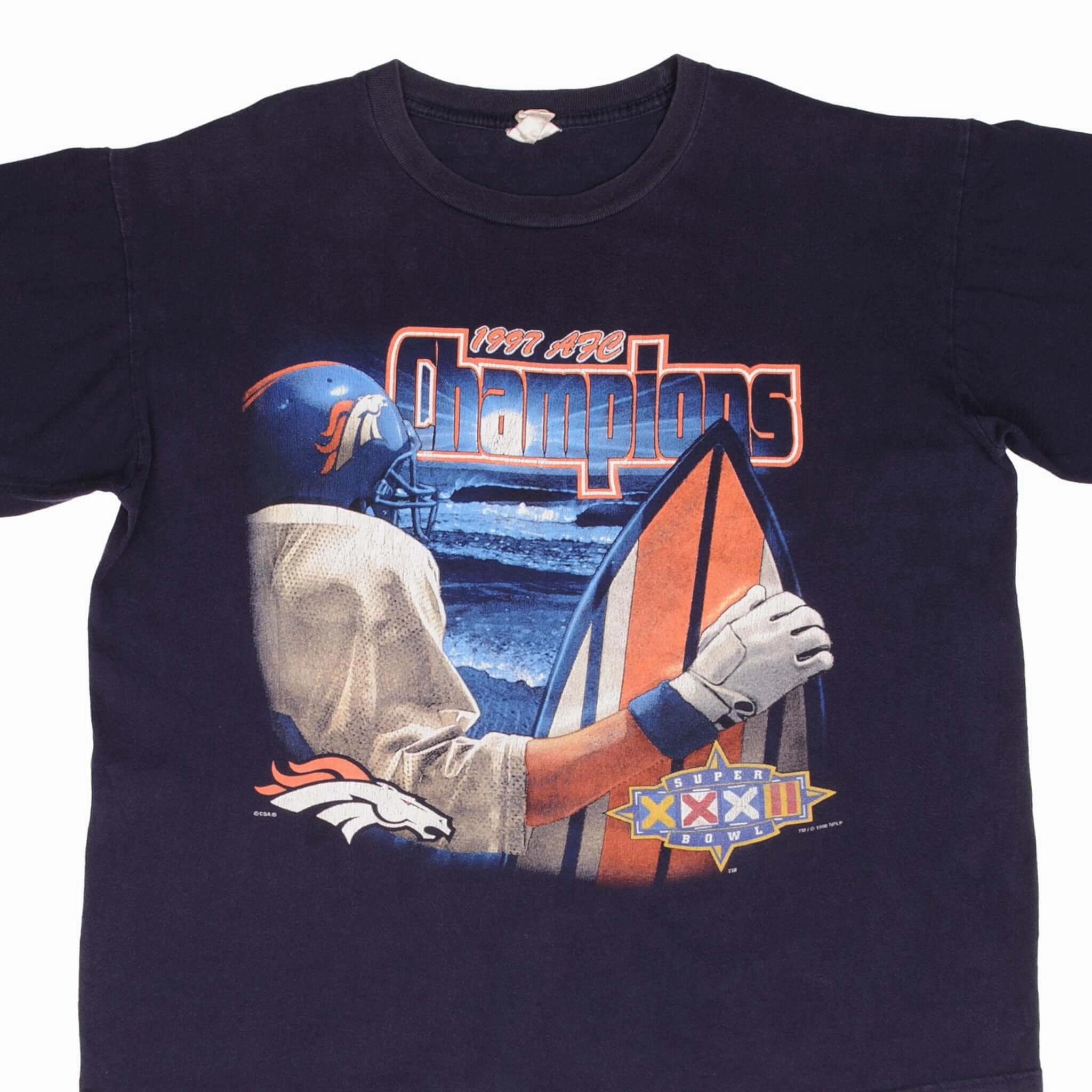 VINTAGE NFL DENVER BRONCOS AFC CHAMPIONS 1997 TEE SHIRT SIZE LARGE Trendy Layering