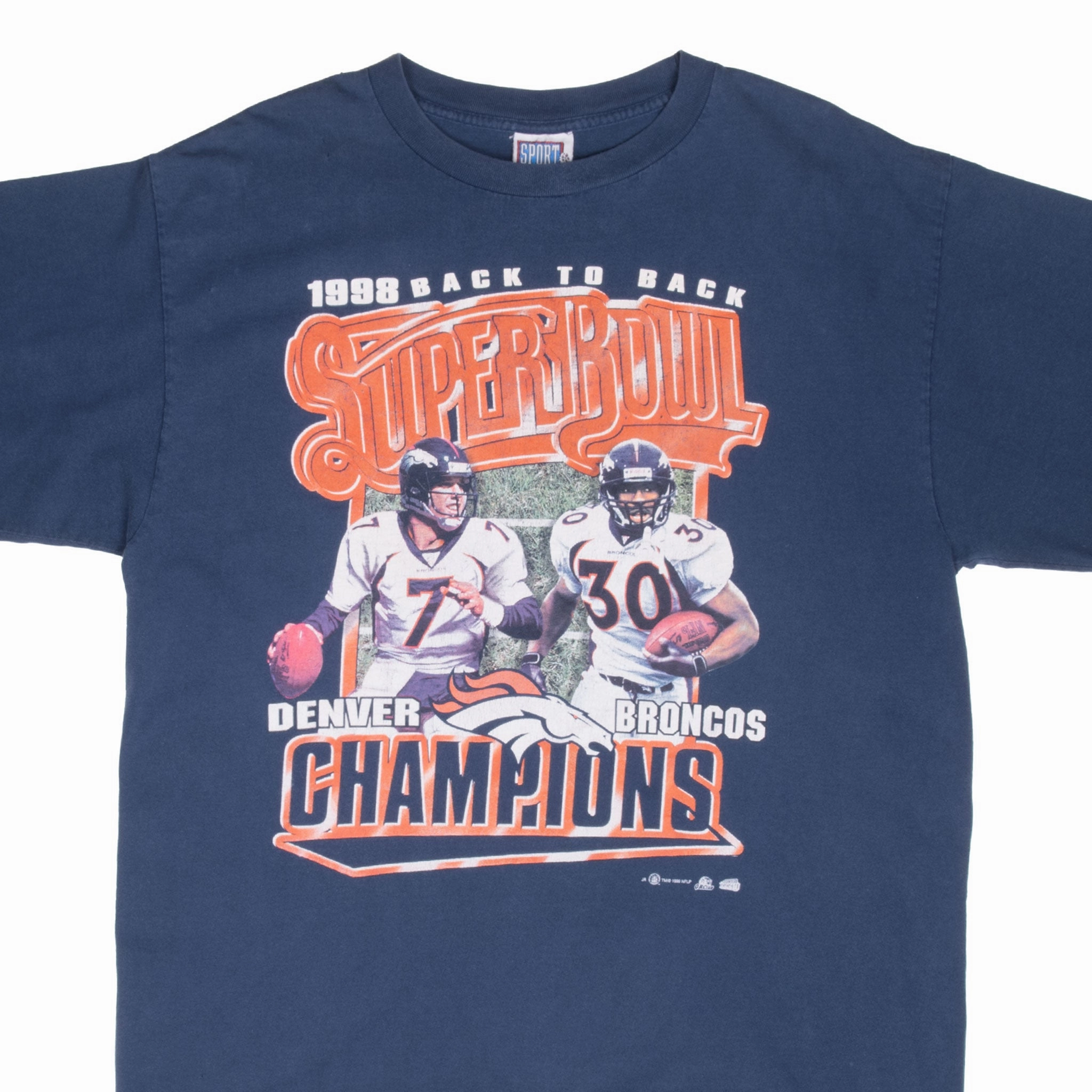VINTAGE NFL DENVER BRONCOS SUPER BOWL CHAMPIONS 1998 TEE SHIRT LARGE UV resistant