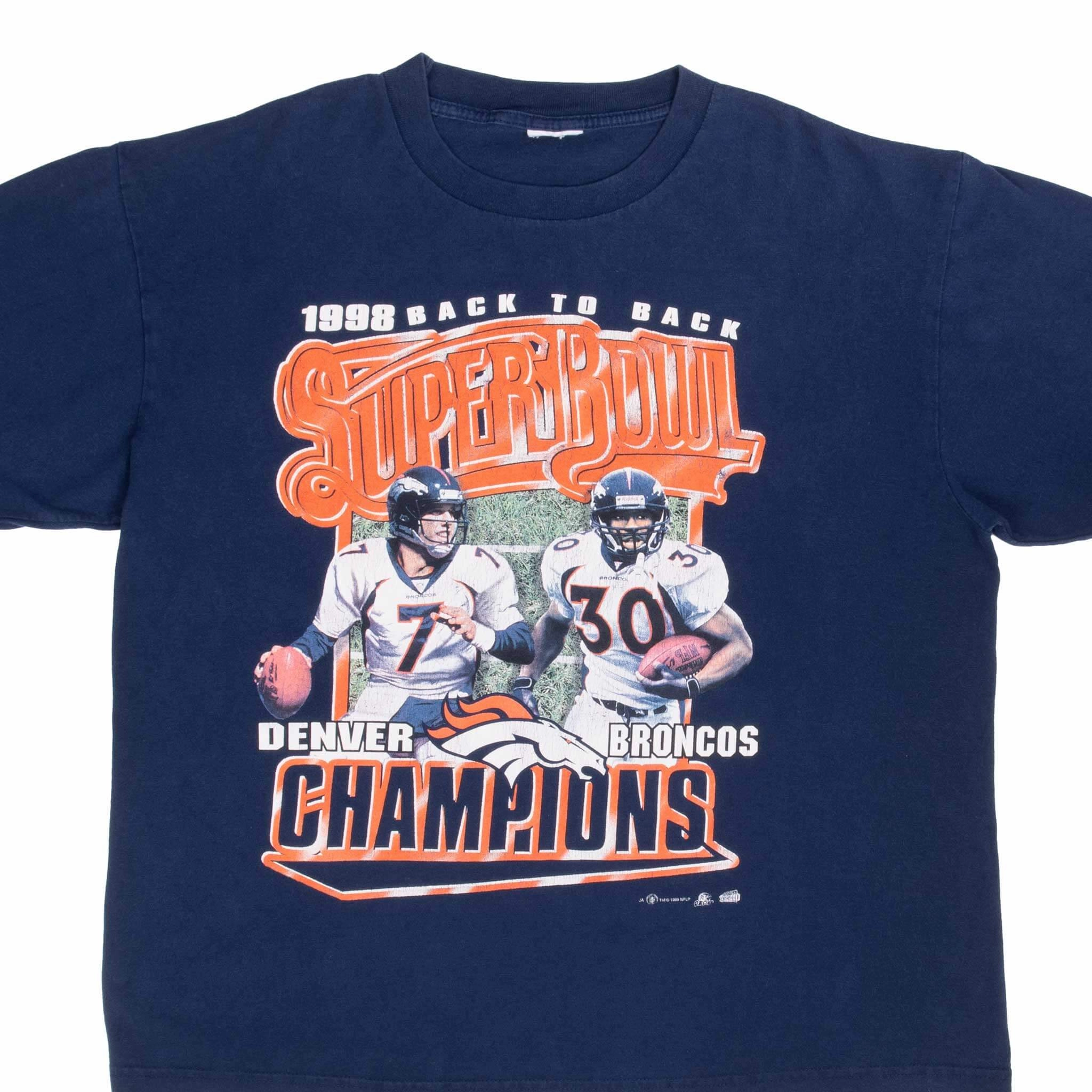 Smooth Jersey Texture LowImpactDye VINTAGE NFL DENVER BRONCOS SUPER BOWL XXXII CHAMPIONS 1998 TEE SHIRT SIZE XL