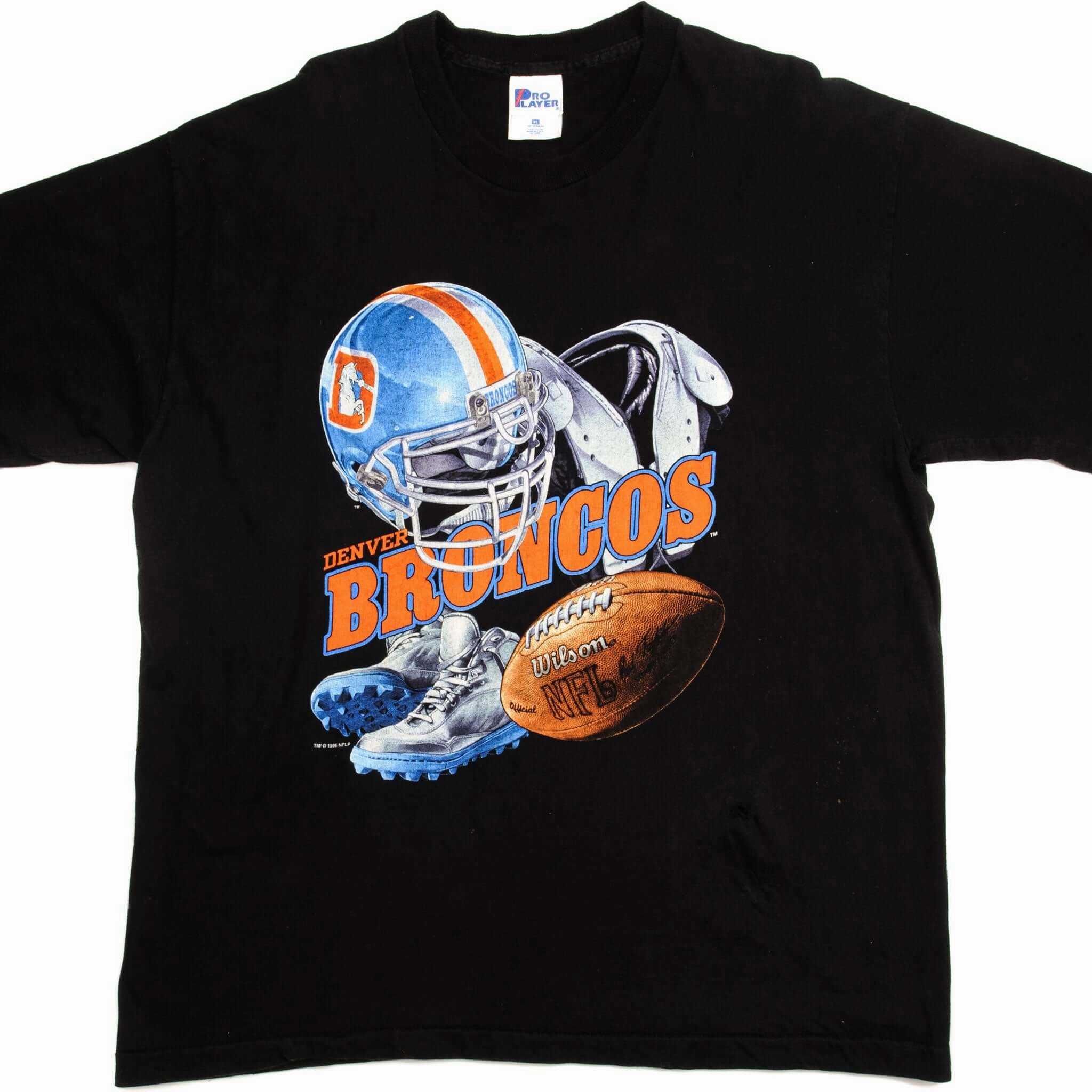 VINTAGE NFL DENVER BRONCOS TEE SHIRT 1996 SIZE XL MADE IN USA Quick Comfort right size