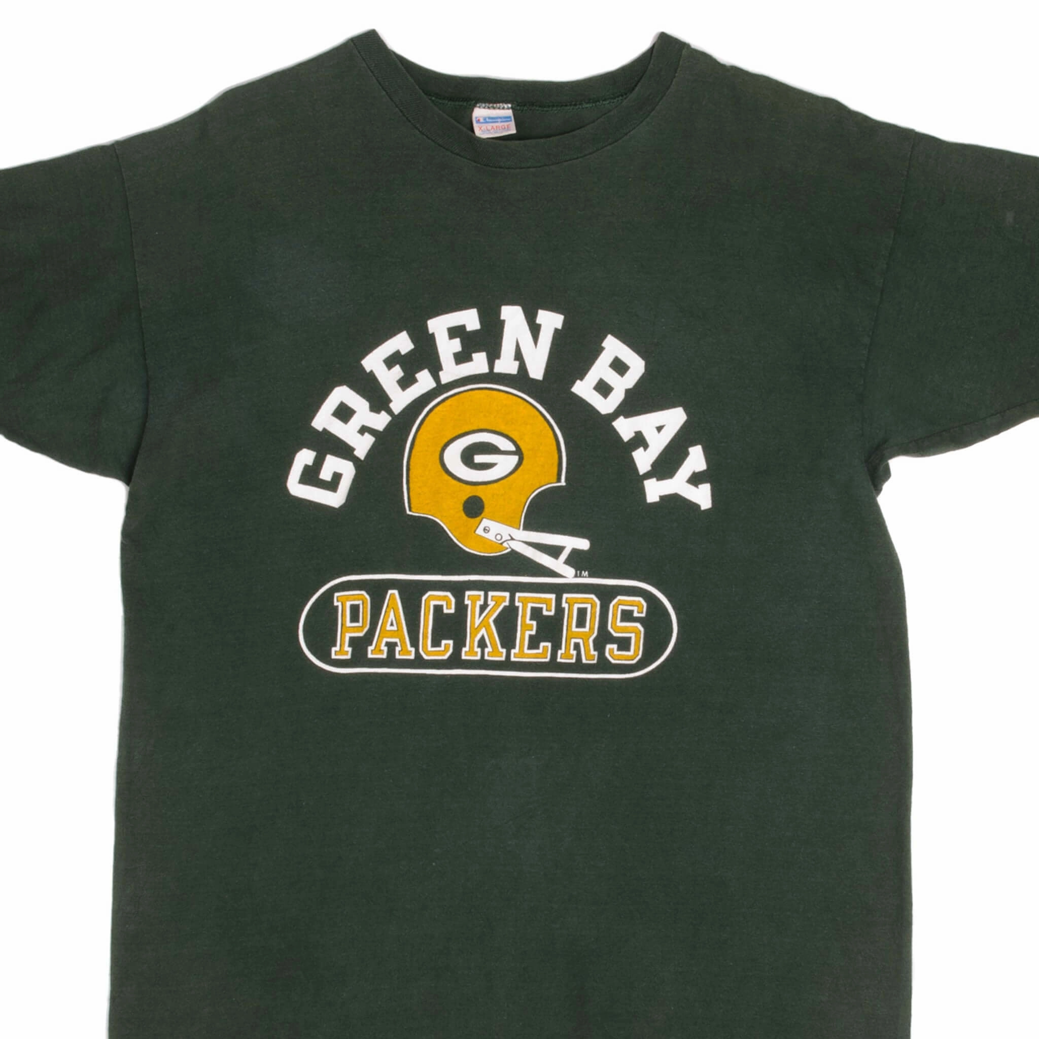 VINTAGE NFL GREEN BAY PACKERS CHAMPION TEE SHIRT 1970S MEDIUM MADE USA Structured silhouette