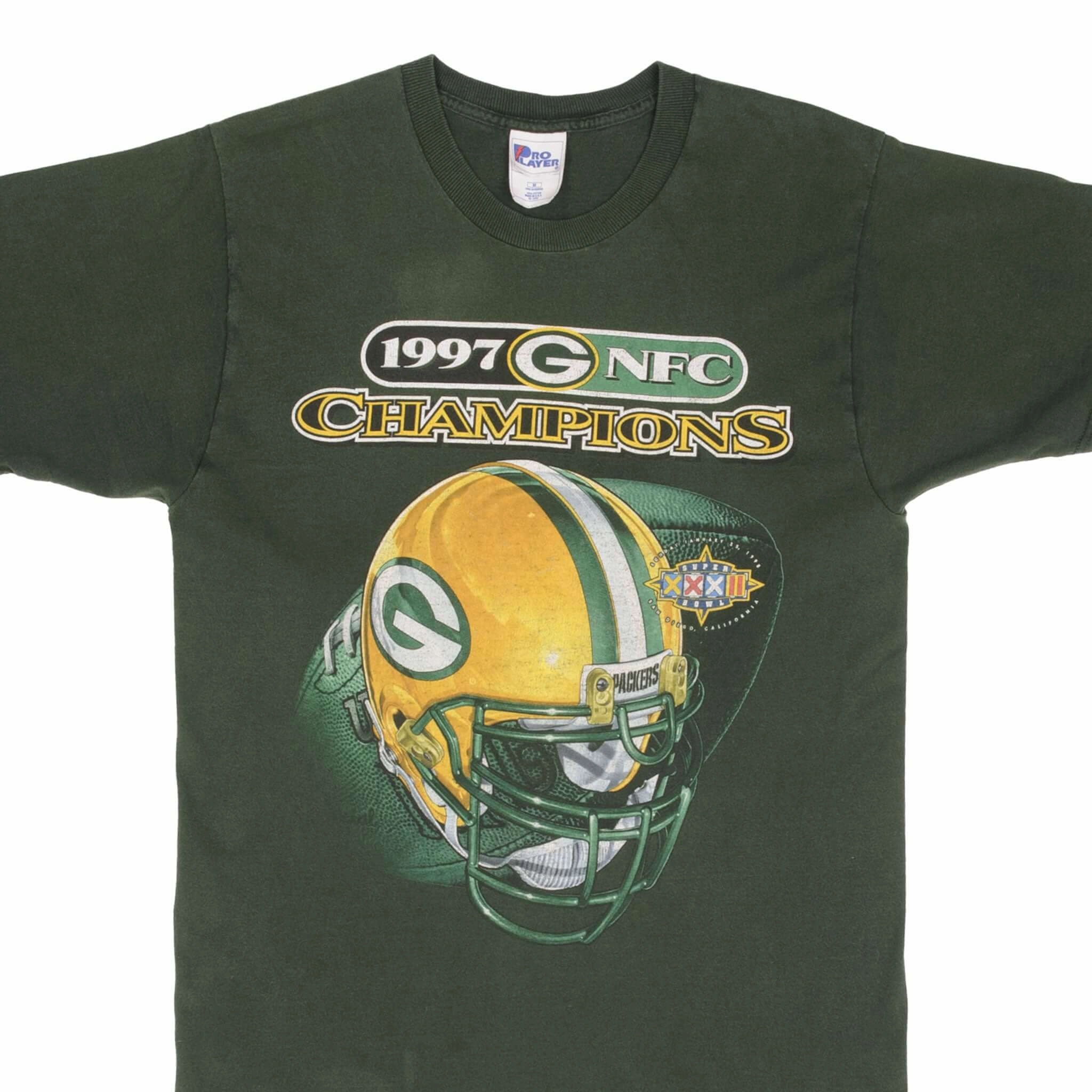 VINTAGE NFL GREEN BAY PACKERS NFC CHAMPIONS 1997 TEE SHIRT SIZE MEDIUM MADE USA RelaxedFit