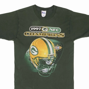 VINTAGE NFL GREEN BAY PACKERS NFC CHAMPIONS 1997 TEE SHIRT SIZE MEDIUM MADE USA RelaxedFit