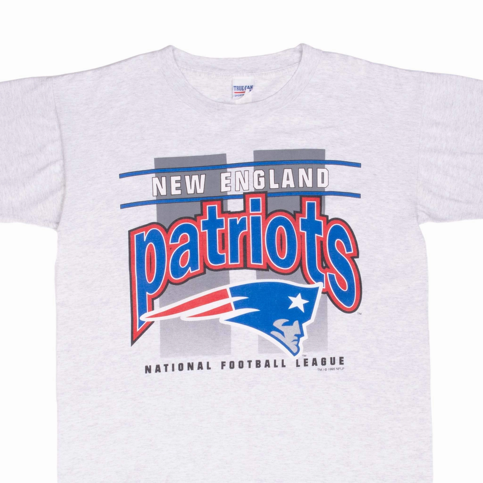 Active Wearable Relaxed Look VINTAGE NFL NEW ENGLAND PATRIOTS 1995 GREY TEE SHIRT LARGE