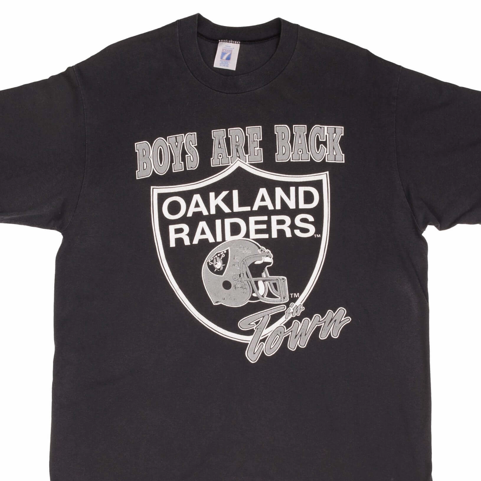 Chic Fit VINTAGE NFL OAKLAND RAIDERS BOYS ARE BACK TEE SHIRT 1990S SIZE XL MADE IN USA