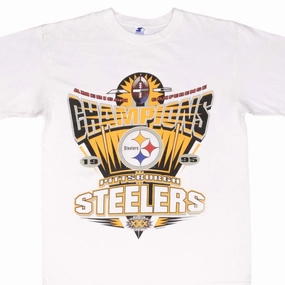Sleek Stretch Sporty essentials VINTAGE NFL PITTSBURGH STEELERS AFC CHAMPIONS 1995 TEE SHIRT SIZE MEDIUM